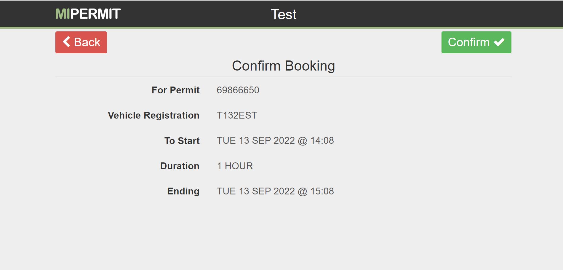 An image showing the confirmation screen